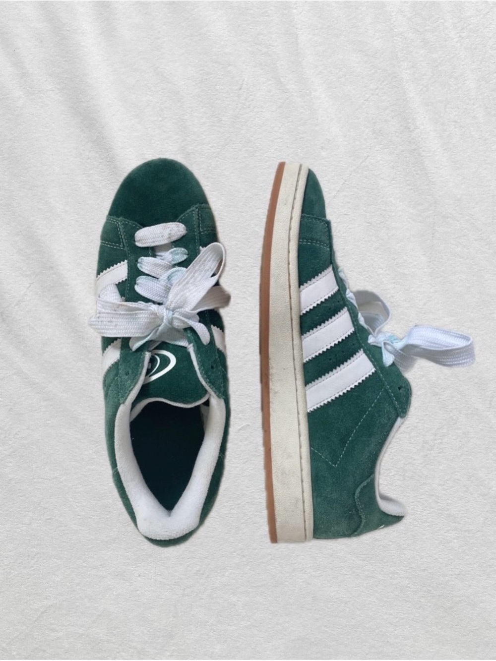 adidas Green and White Suede Campus Sneakers